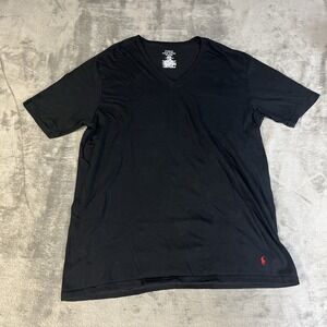 Polo Ralph Lauren Shirt Mens 1XT Black Classic Fit V Neck Short Sleeve Tee